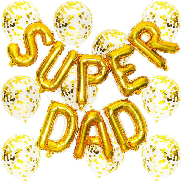 Super Dad Gold Confetti Balloons Details about   31pcs Father's Day Party Supplies Decorations